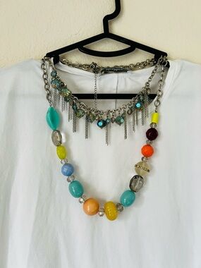 Two Necklaces with Silver Chain